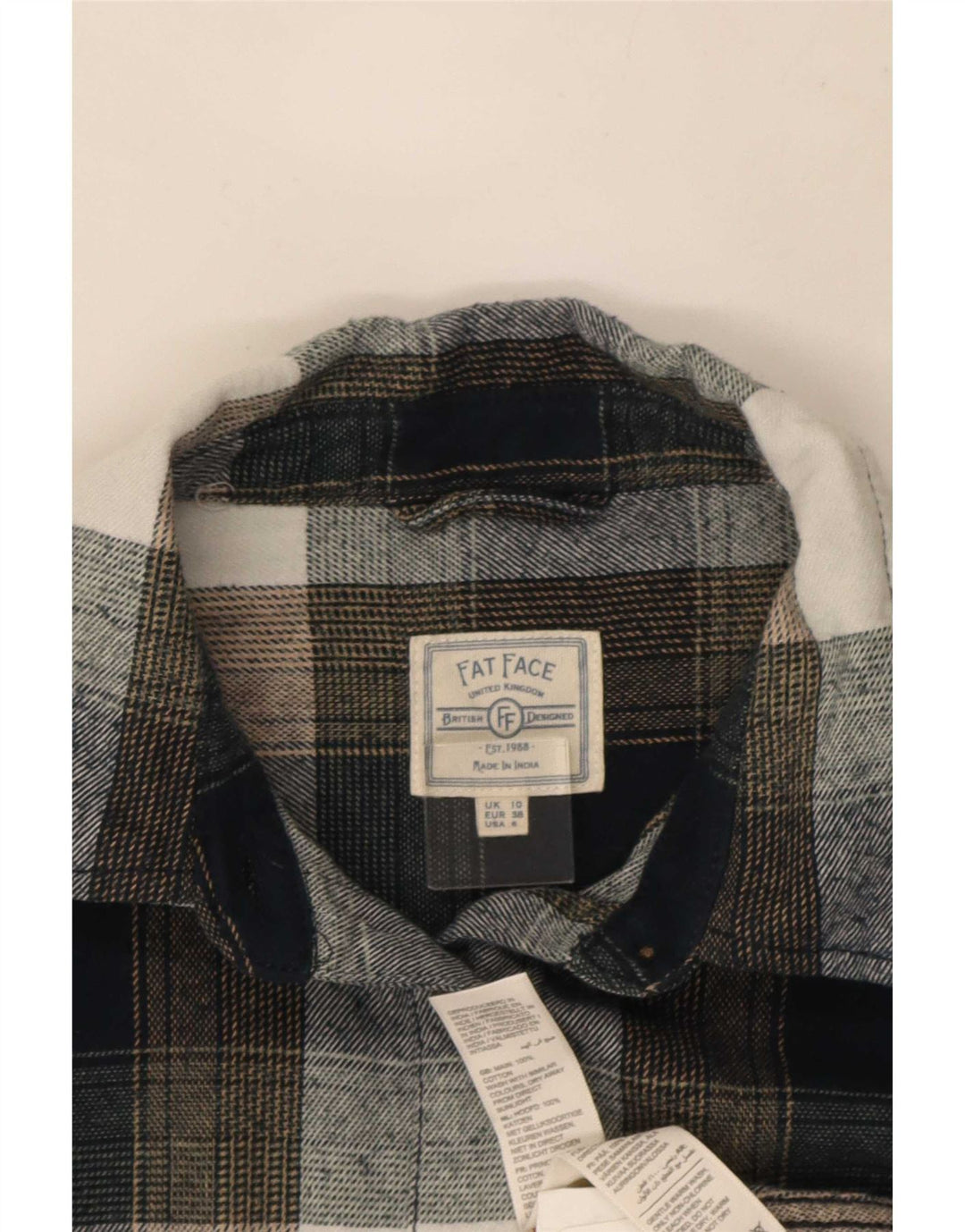 Camisa de franela extragrande para mujer de Fat Face UK 40 Small Grey Check Cotton