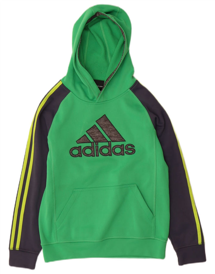 ADIDAS Jersey con capucha Climawarm para niños 10-11 años Bloque de color verde medio