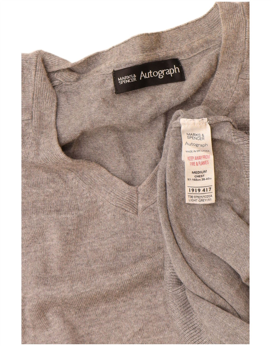 Marks & Spencer Suéter tipo jersey con cuello en V autógrafo para mujer UK 44 Gris medio