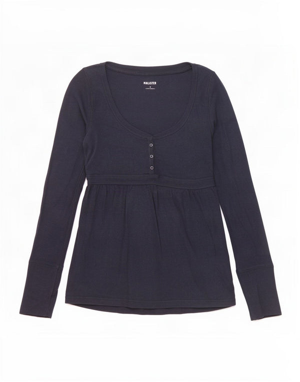 Hollister Mujer Top Manga Larga UK 8 Small Azul Marino Algodón