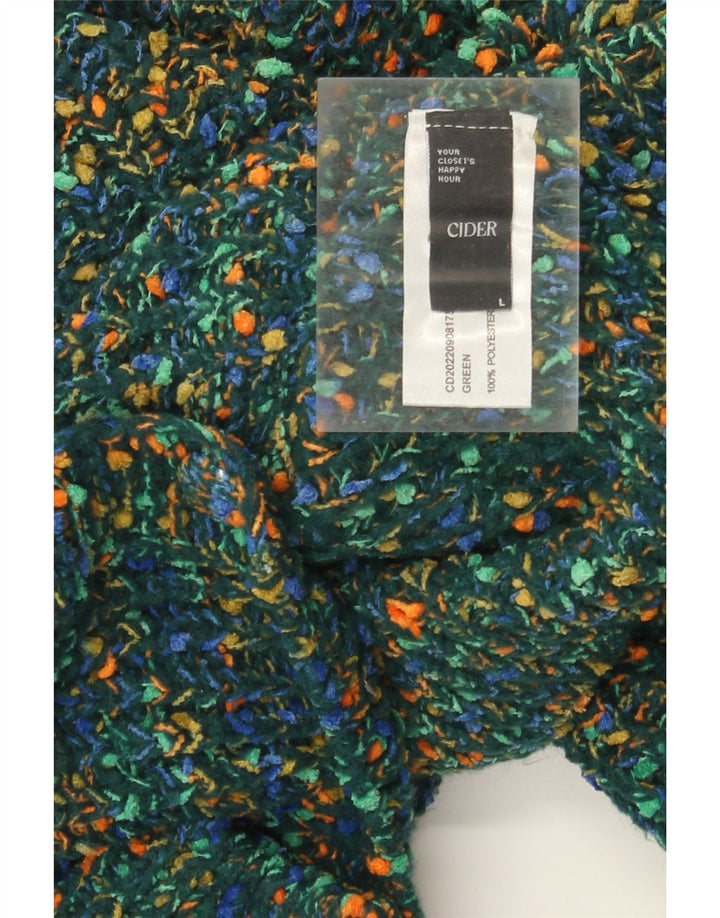 Cider Suéter tipo cárdigan corto para mujer UK 46 Poliéster moteado verde grande