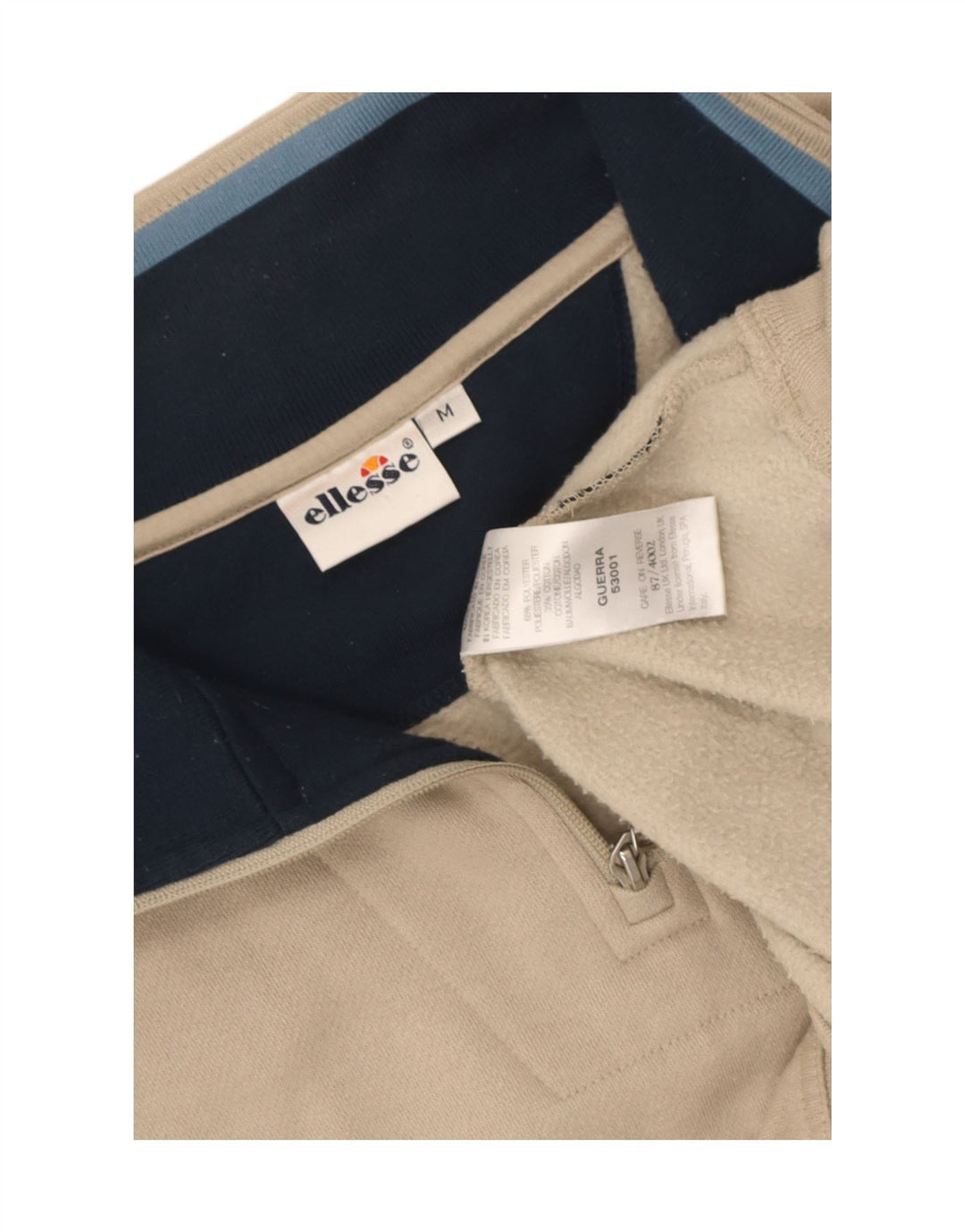 Ellesse Hombre Zip Neck Sudadera Jumper Medium Beige Poliéster