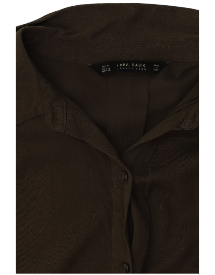 Zara Vestido camisero extragrande de manga corta para mujer UK 44 Medium Khaki