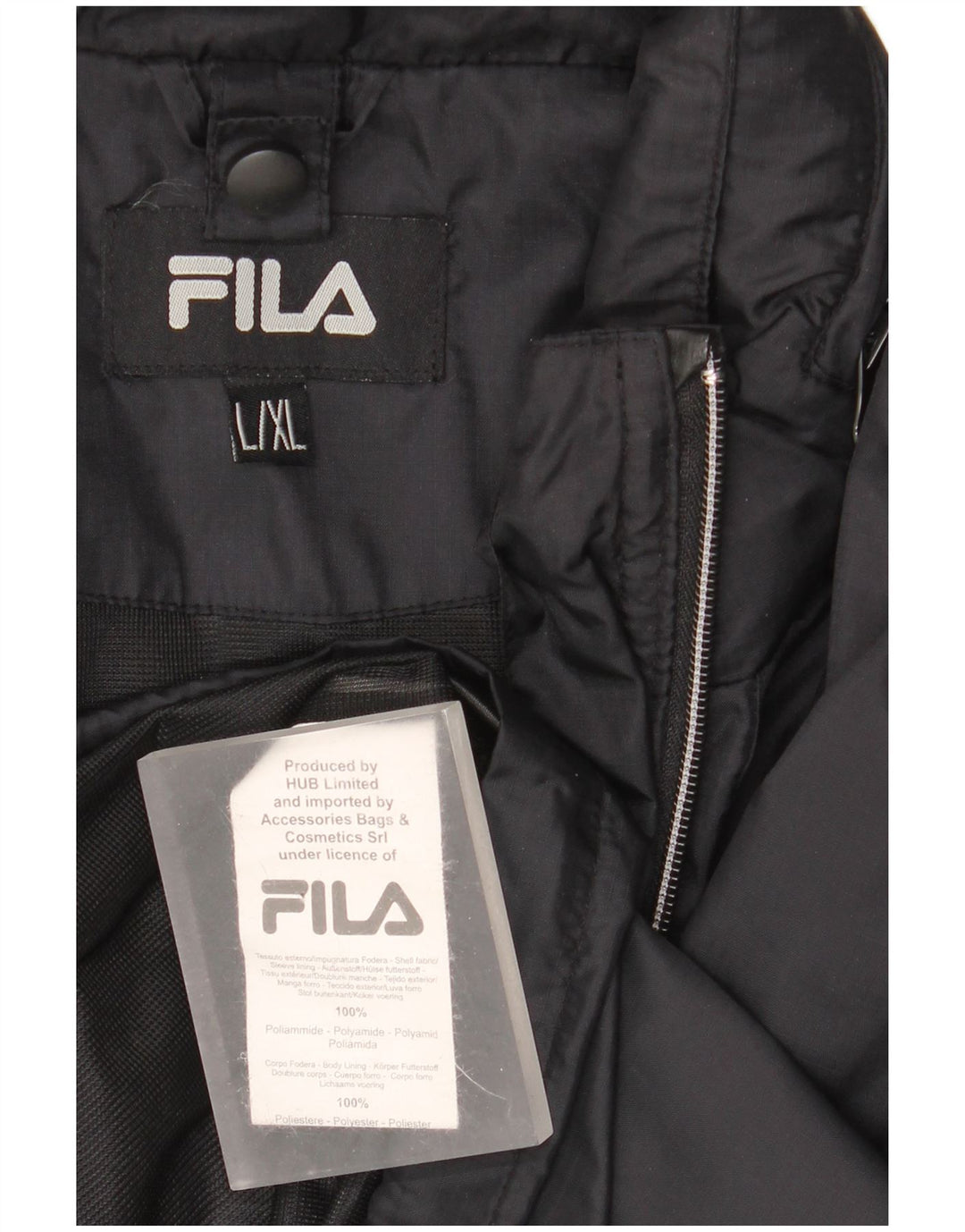 Fila Chaqueta cortavientos con capucha para hombre Reino Unido 40 Grande Poliamida negra