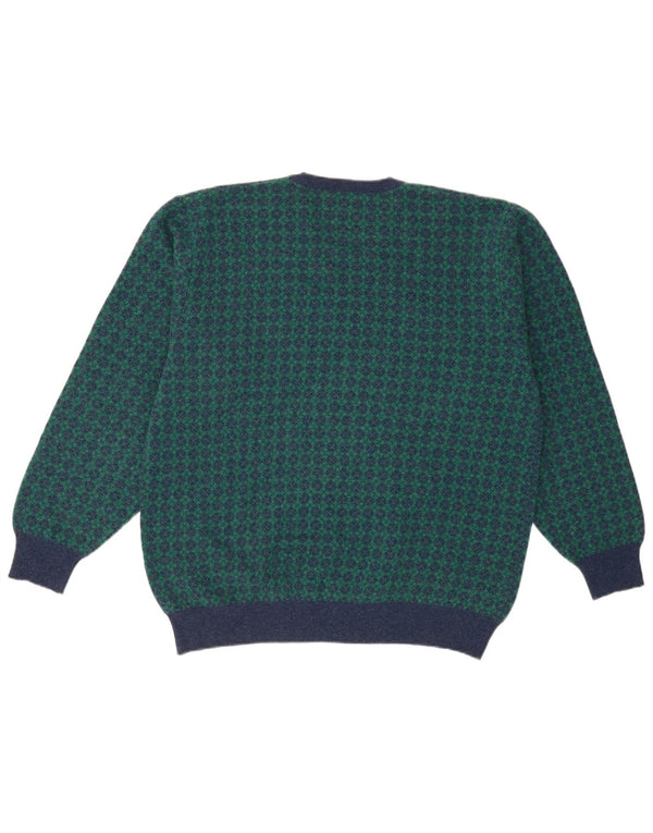 Della Ciana Jersey con cuello en V para hombre IT 52 Large Green Geométrico