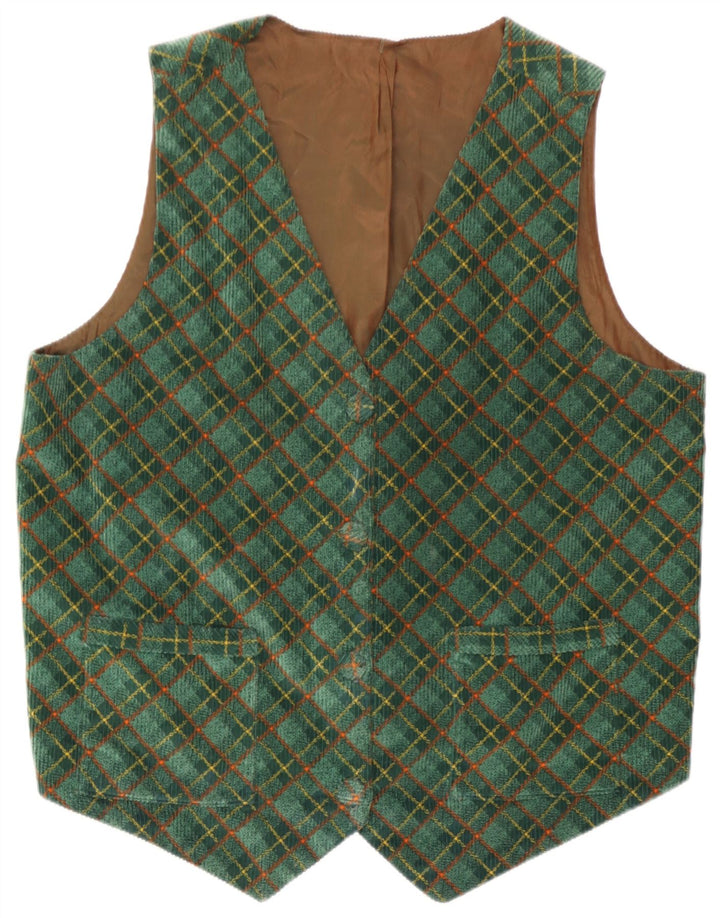 Chaleco vintage para mujer Reino Unido 16 cheque verde grande