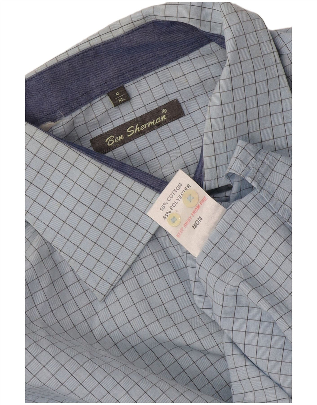 Ben Sherman Camisa formal para hombre XL Algodón a cuadros azules