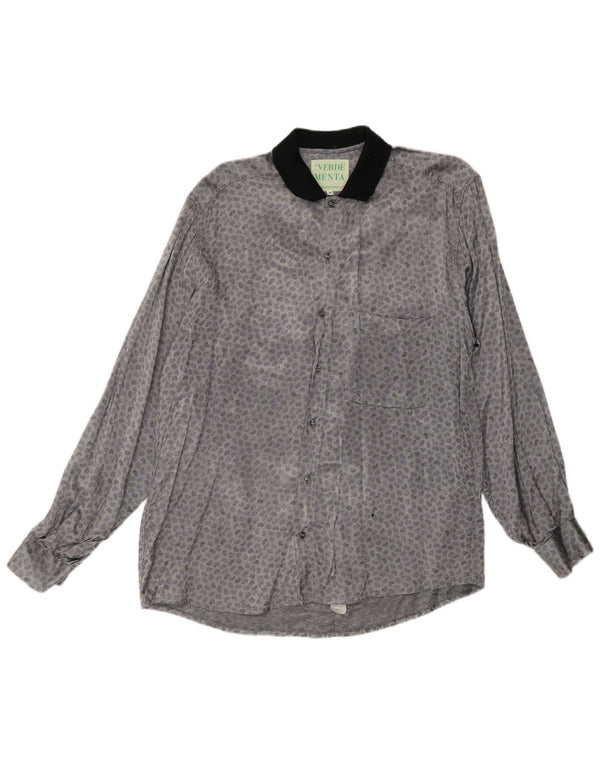 Camisa vintage para hombre Acetato de Paisley gris medio