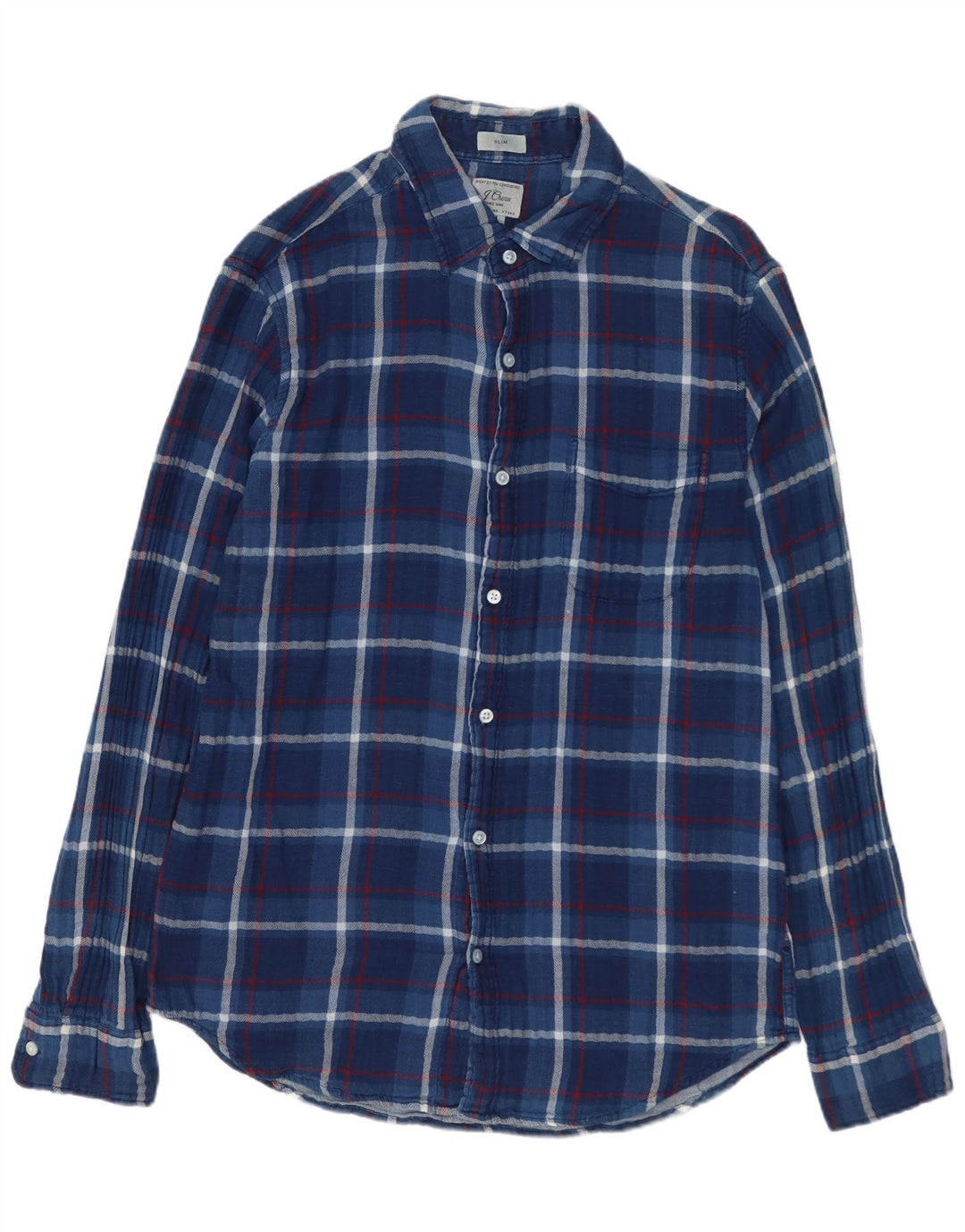 J. CREW Camisa de franela ajustada para hombre Algodón a cuadros azul medio