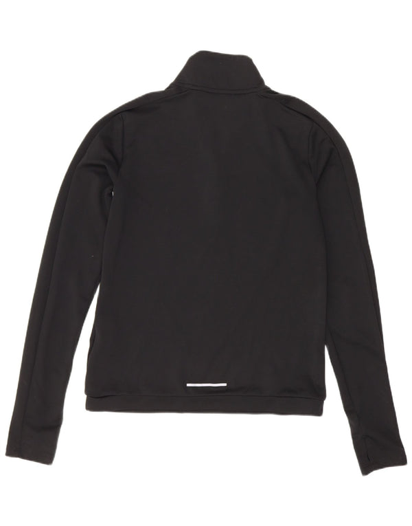 Nike Dri Fit Camiseta holgada con cremallera y cuello para mujer, manga larga, UK 6 XS, poliéster negro