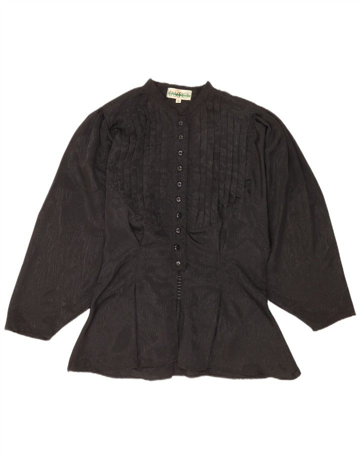 Fascino Blusa camisera para mujer UK 44 Mediana Negro Estampado animal Poliéster