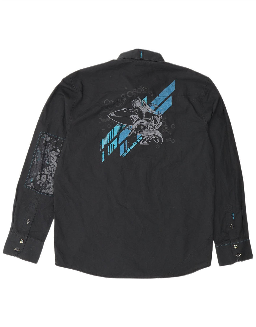 Quiksilver Hombre Camisa Gráfica Pequeña Poliéster Negro