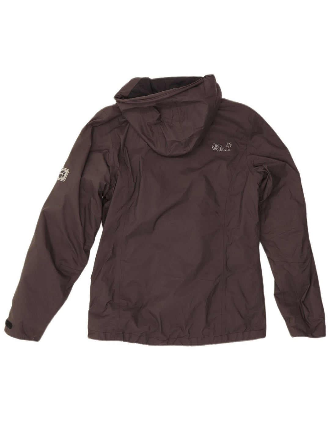 Jack Wolfskin Chaqueta impermeable con capucha para mujer UK 8 Small Gris Poliamida