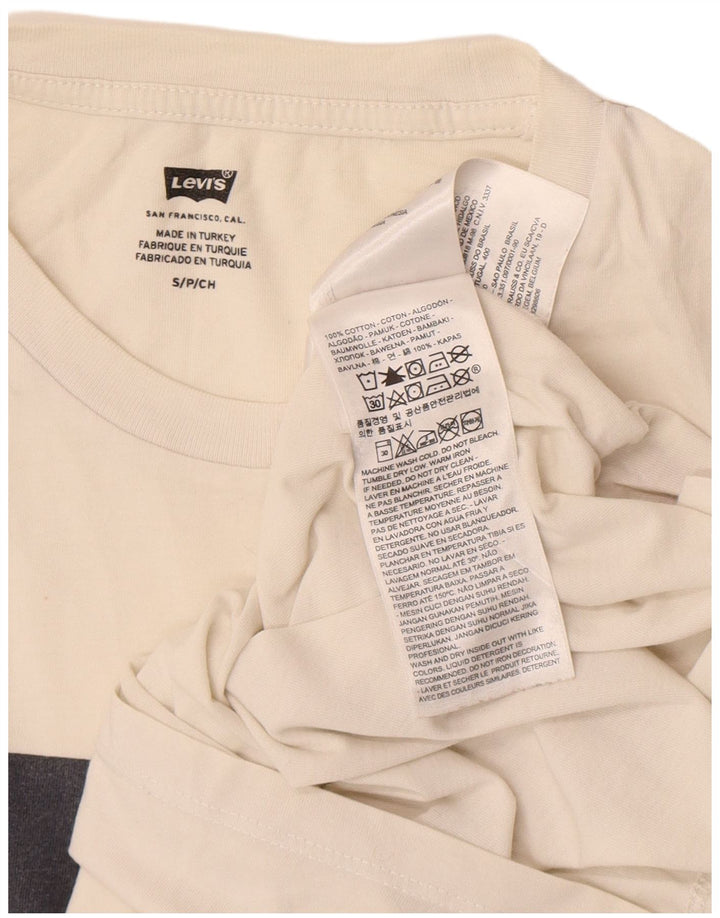 Levi's Camiseta gráfica para hombre Top pequeño de algodón blanco roto