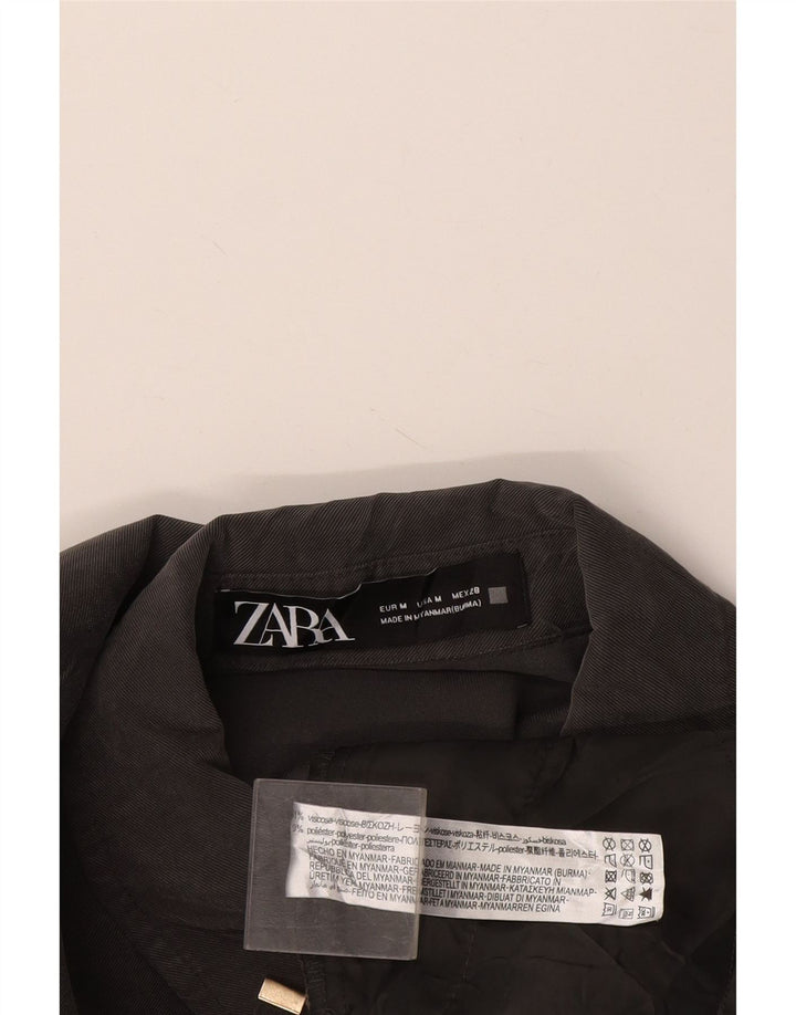 Zara Vestido Camisero Mujer UK 44 Viscosa Gris Medio