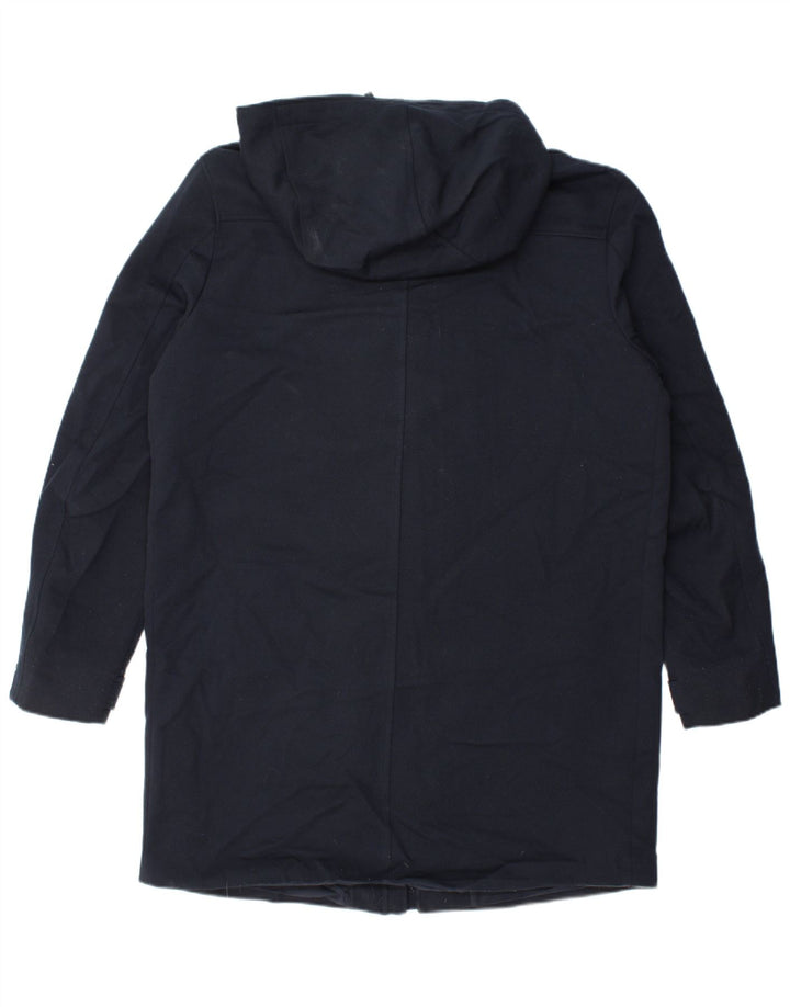 Zara Hombre Abrigo acolchado con capucha UK 40 Large Azul marino Poliéster Invierno