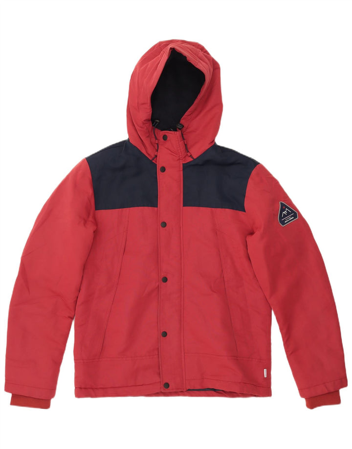 JACK & JONES Chaqueta cortavientos con capucha para hombre UK 38 Medium Red Colourblock