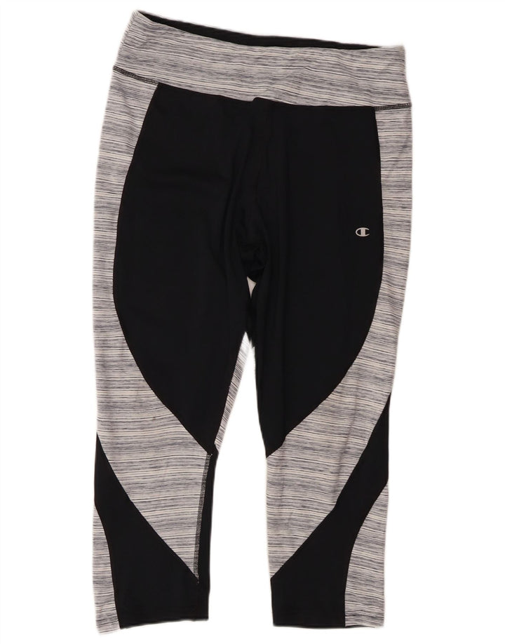 Champion Leggings Capri para mujer UK 40 XL Poliéster a rayas negras