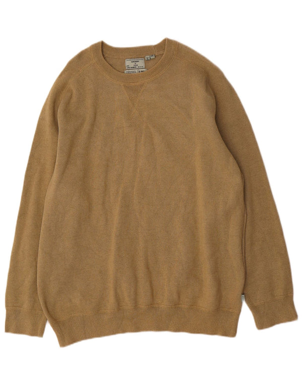 Superdry Jersey con cuello barco para hombre, talla 2XL, algodón caqui