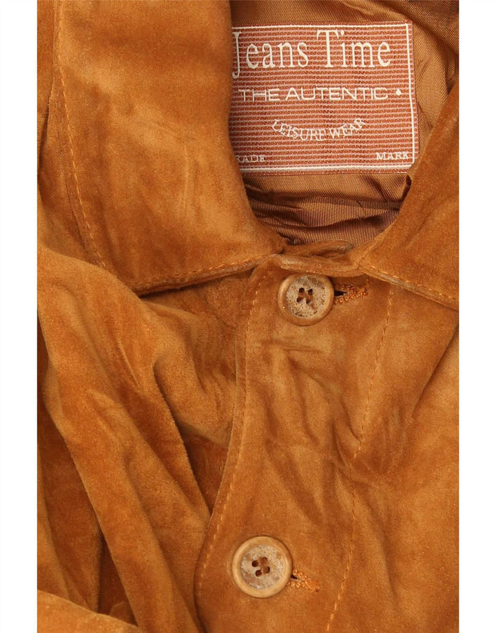 Vintage hombres ante chaqueta Reino Unido 42 XL cuero beige