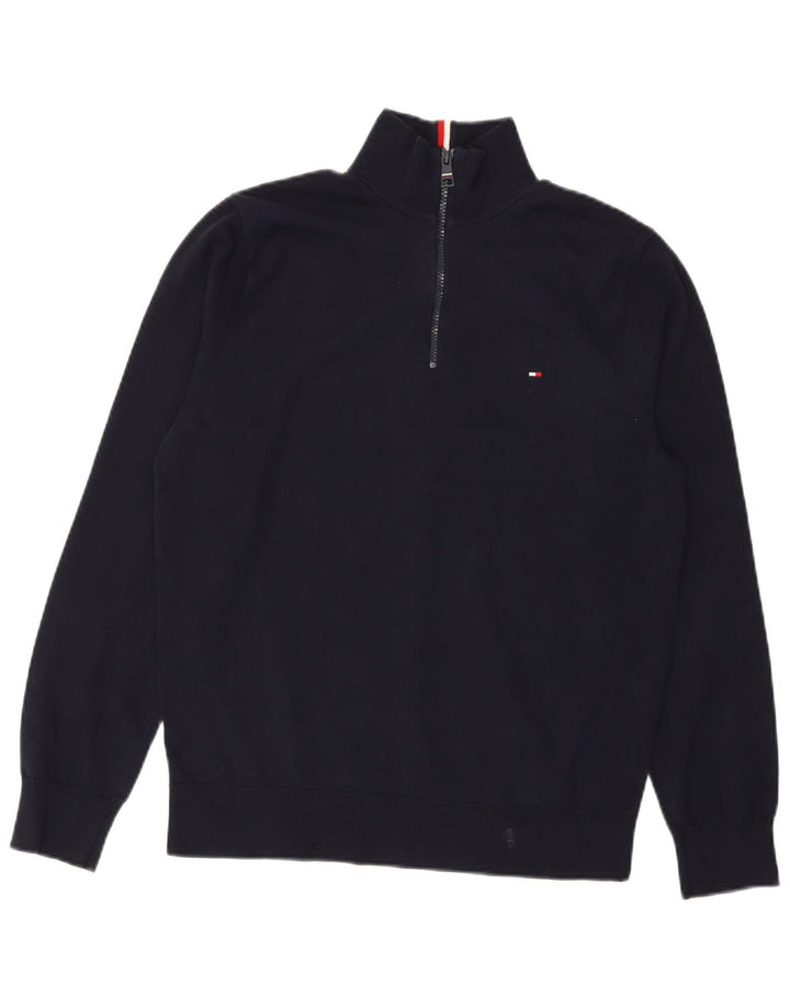 Tommy Hilfiger Jersey con cuello y cremallera para hombre de algodón azul marino mediano