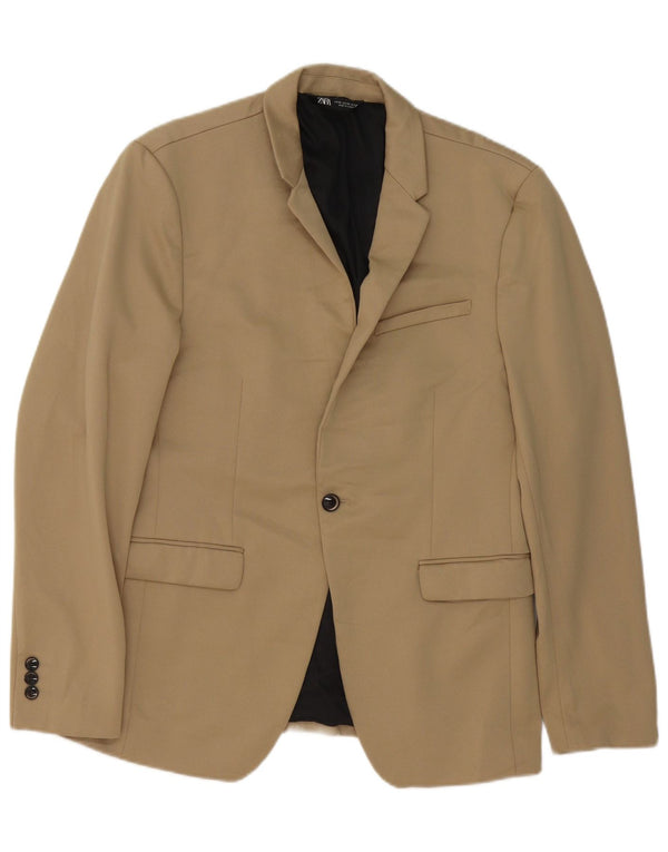 Zara Chaqueta tipo blazer con 1 botón para hombre EU 50 Poliéster beige medio