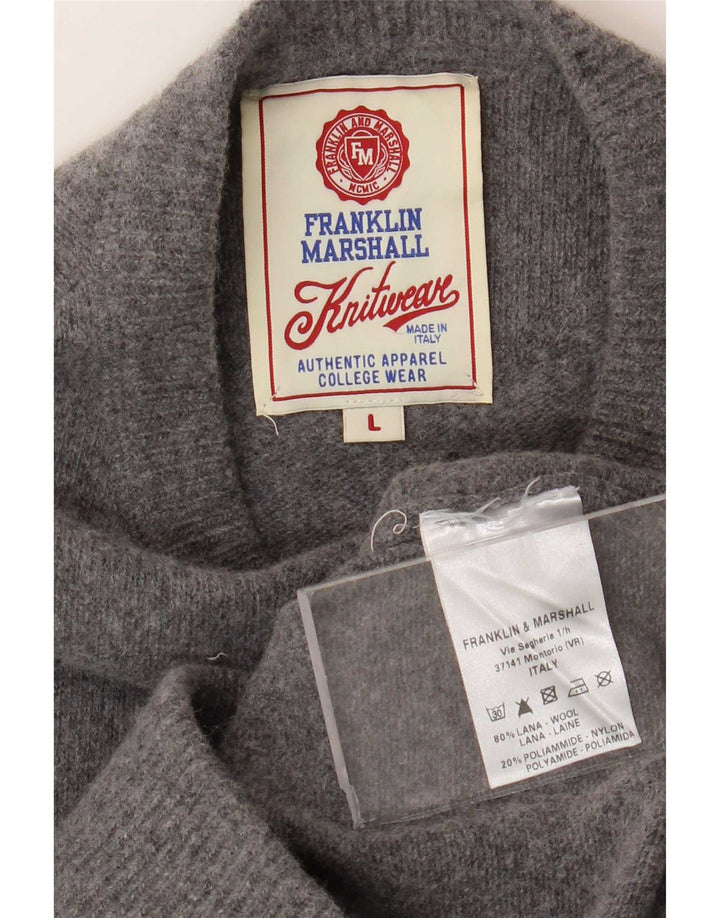 Franklin Marshall - Jersey de cuello redondo para hombre, lana gris grande