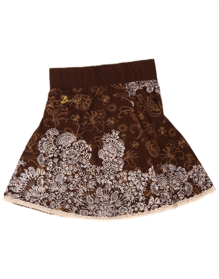 DESIGUAL Falda de cintura alta para mujer, talla grande, W30, algodón floral marrón