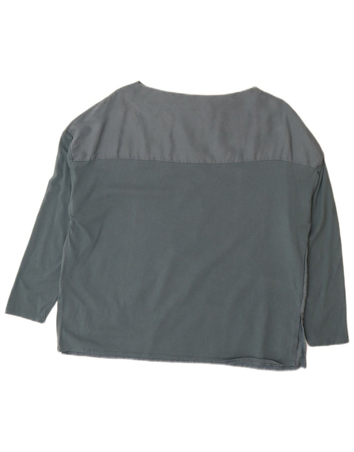 Zara Mujer Blusa Extragrande Top UK 10 Small Gris Colorblock Algodón