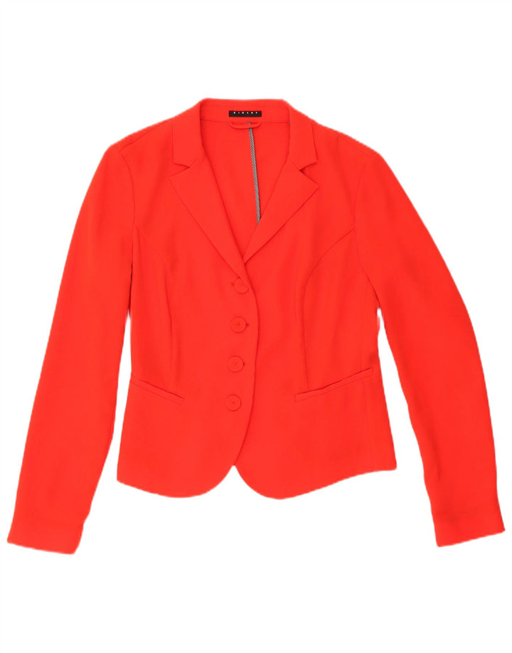Sisley Chaqueta tipo blazer de 4 botones para mujer UK 10 Small Naranja Poliéster