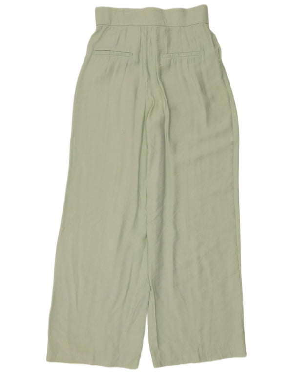 Zara Mujer Pantalones Anchos De Cintura Alta Pequeño W26 L31 Verde Modal