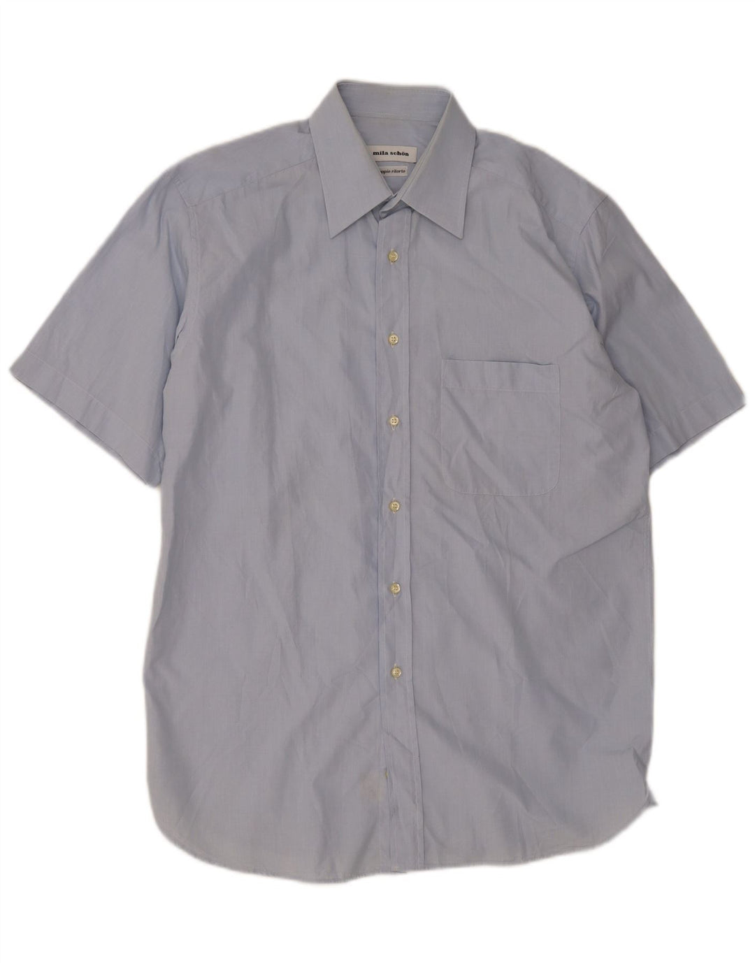 Mila Schon Camisa de manga corta para hombre Talla 41 16 Grande Azul