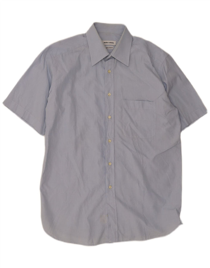 Mila Schon Camisa de manga corta para hombre Talla 41 16 Grande Azul