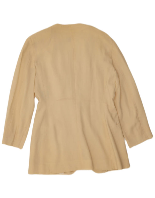 Marella Chaqueta tipo blazer de 1 botón para mujer UK 42 Lana virgen amarilla mediana
