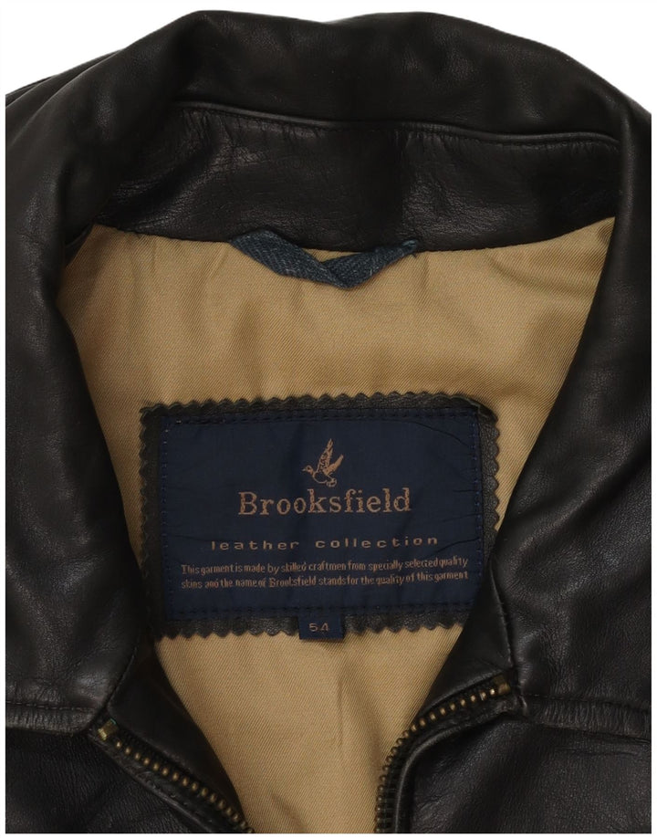 Brooksfield Chaqueta de cuero para hombre UK 40 Grande Cuero negro Clásico