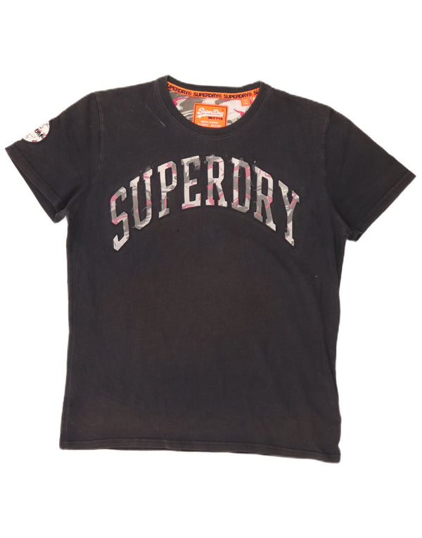 Superdry Hombre Camiseta Gráfica Top XL Algodón Negro