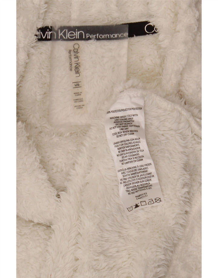 Calvin Klein Jersey de forro polar extragrande con cuello vuelto para mujer UK 46 Grande Blanco