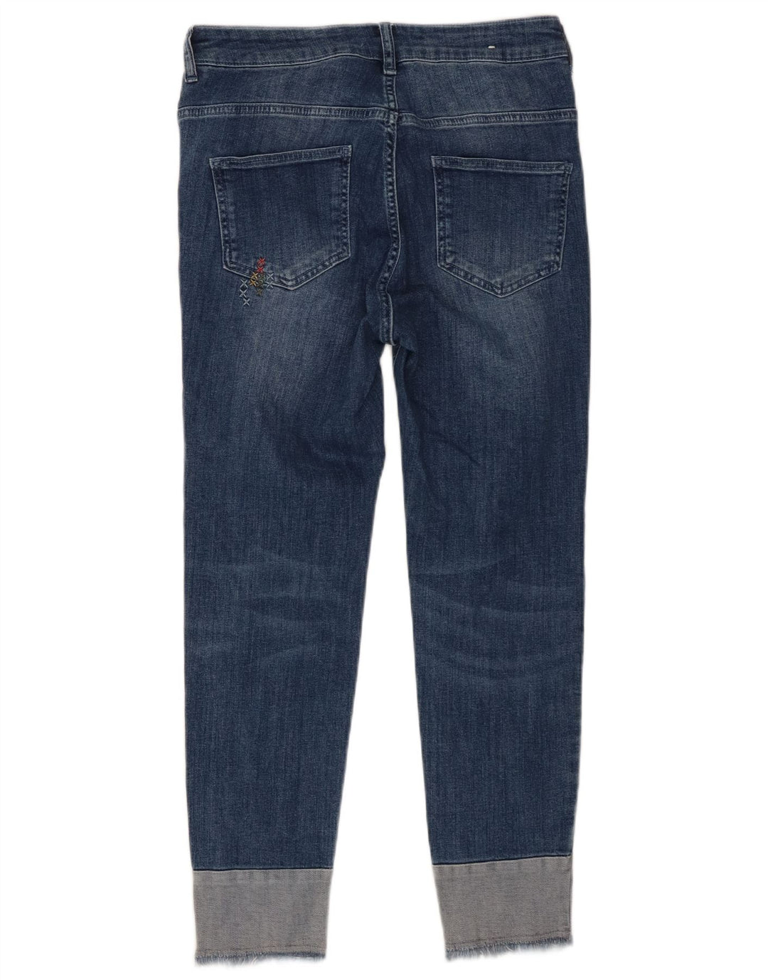 Benetton Vaqueros Cropped Desgastados W27 L25 Algodón Azul