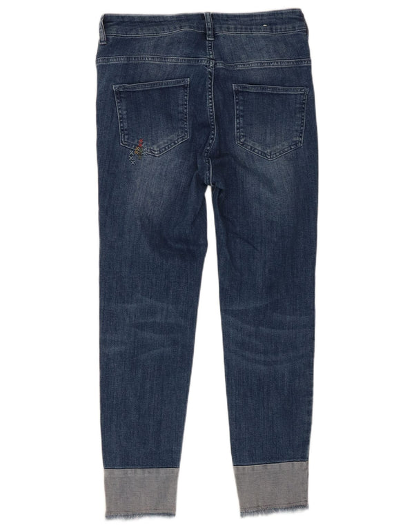 Benetton Vaqueros Cropped Desgastados W27 L25 Algodón Azul