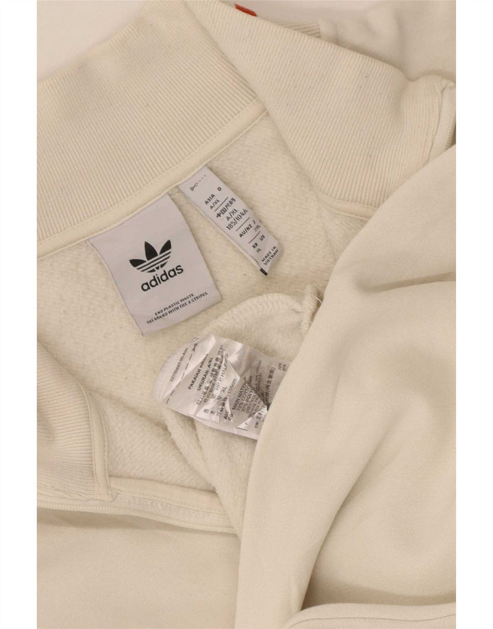 Adidas Hombre Zip Neck Sudadera Jumper XL Blanco Algodón