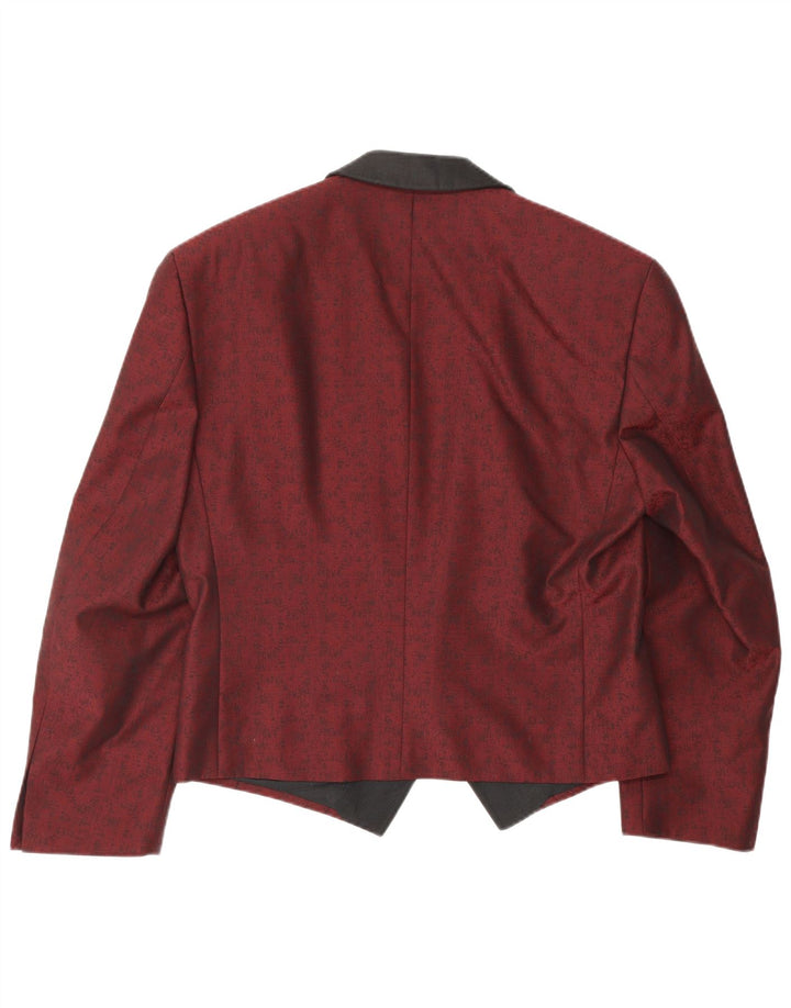 TREVIRA Chaqueta tipo blazer con 1 botón para hombre UK 38 Medium Red Floral Classic