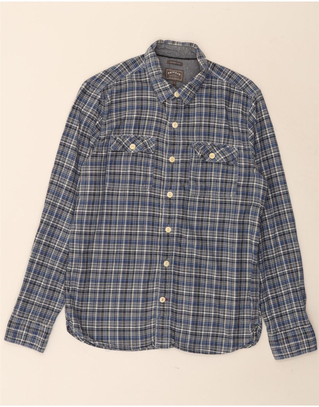 Camisa de franela de corte clásico para hombre FAT FACE Algodón a cuadros azul pequeño