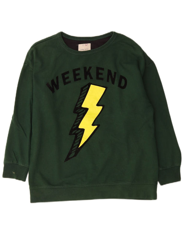 Zara Boys Weekend Graphic Sudadera Jumper 13-14 Años Verde
