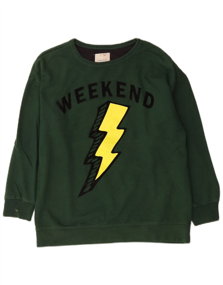 Zara Boys Weekend Graphic Sudadera Jumper 13-14 Años Verde