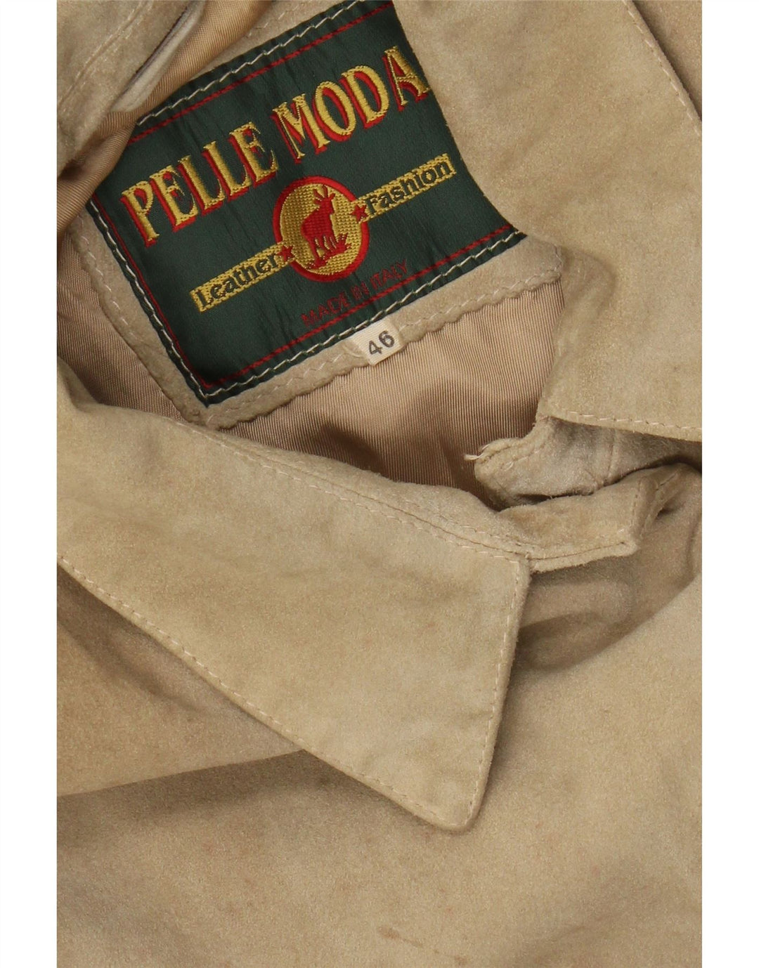 Chaqueta de ante vintage para mujer IT 46 cuero beige grande
