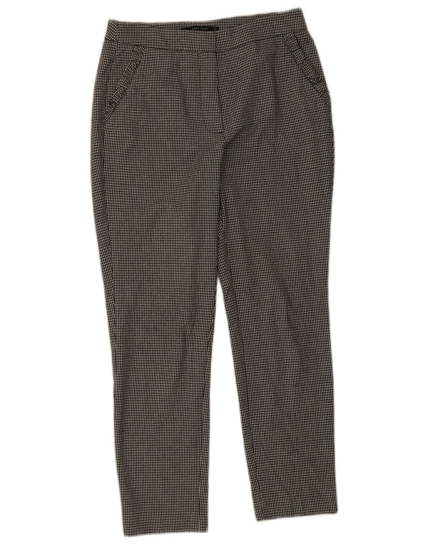 Zara Mujer Pantalones Cortos Delgados Pequeños W26 L26 Pata De Gallo Negro
