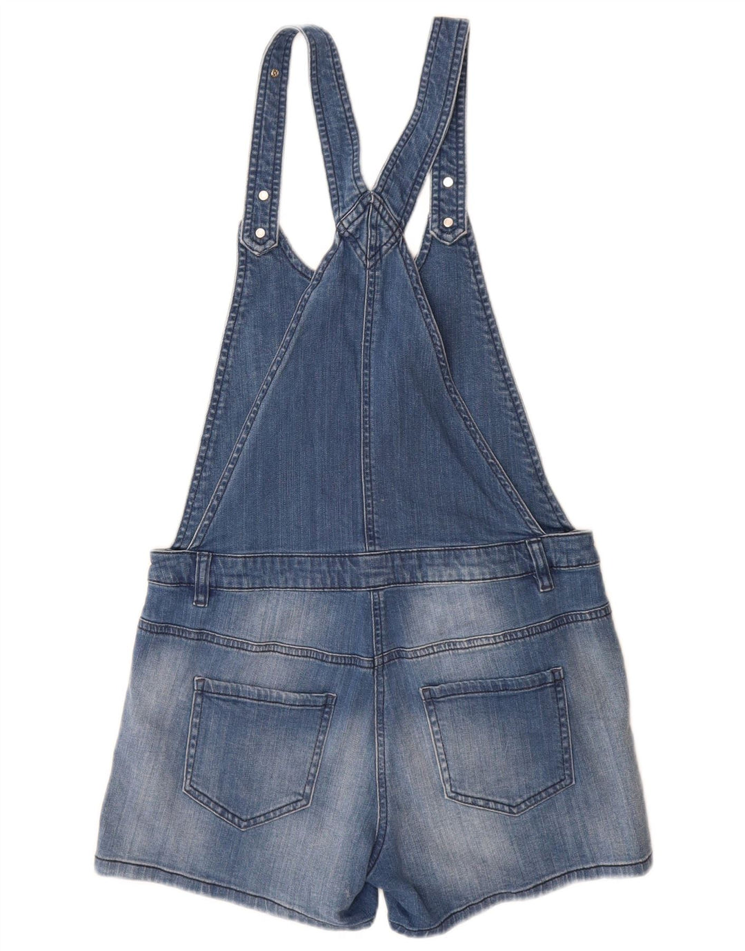 BENETTON Girls Distressed Dungarees Denim Shorts 13-14 Years 3XL W30  Blue