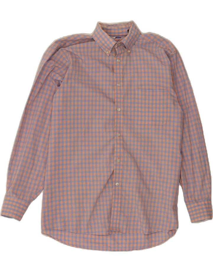 IZOD Mens Regular Fit Shirt Size 16 1/2 Large Orange Check Cotton Vintage Izod and Second-Hand Izod from Messina Hembry 