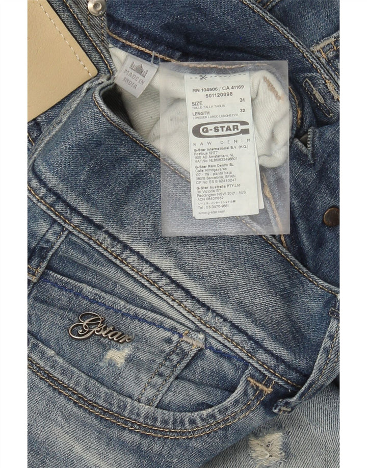 Jeans Rectos Desgastados Para Mujer G-Star W31 L32 Algodón Azul
