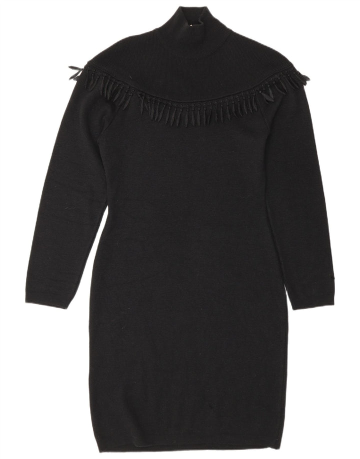 Vestido estilo jersey de manga larga para mujer Byblos IT 42 Medium Black Wool